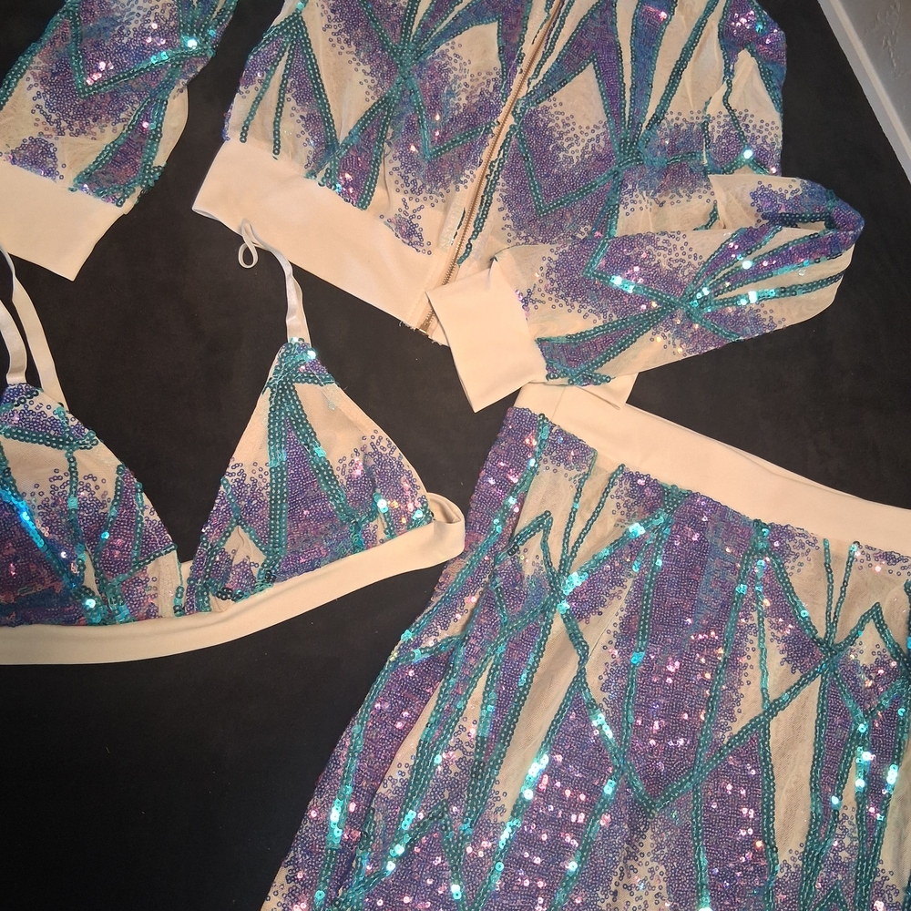 Sequin Embellished Two-Piece Set
